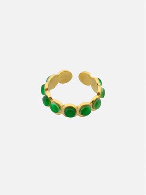 Ring met groene ronde steentjes