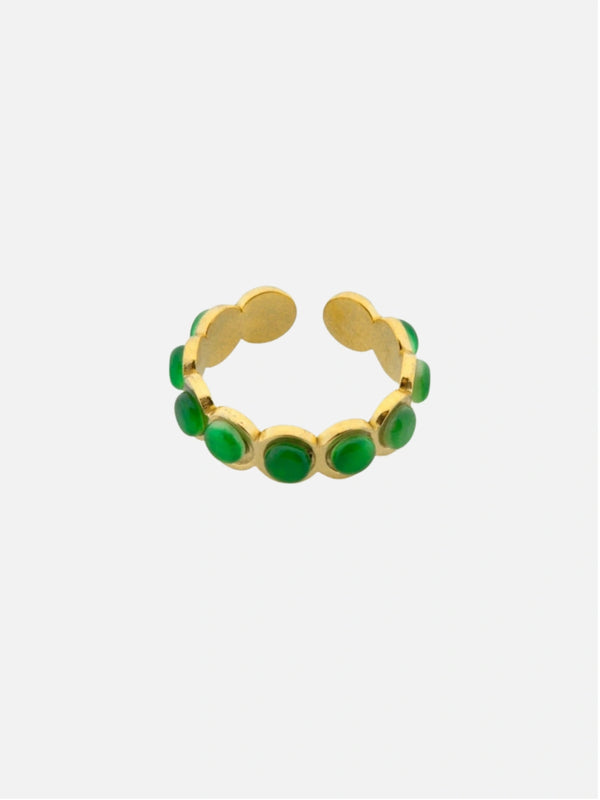 Ring met groene ronde steentjes