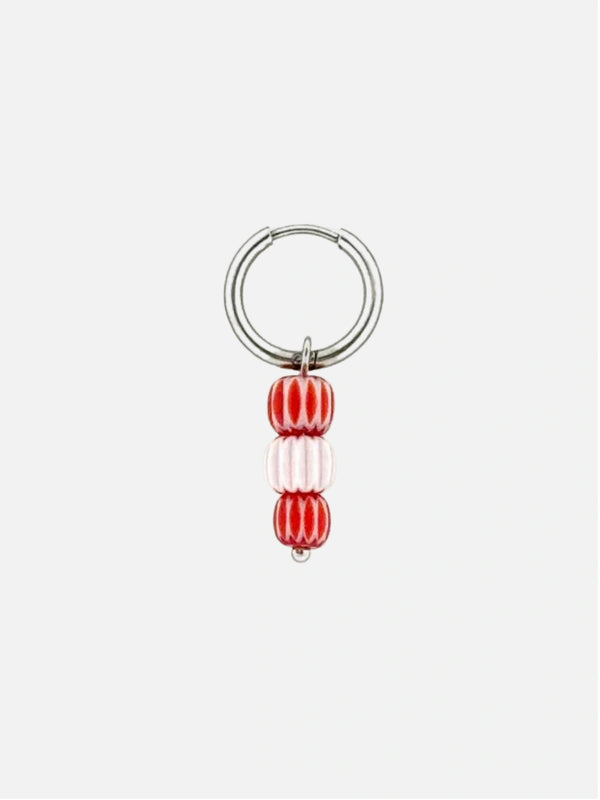 Rood roze kraal oorbel