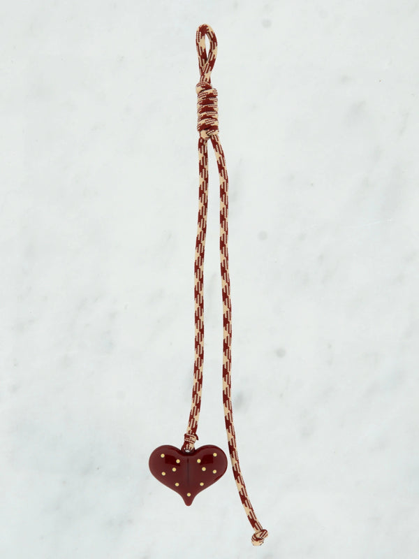 Striped long tie with heart