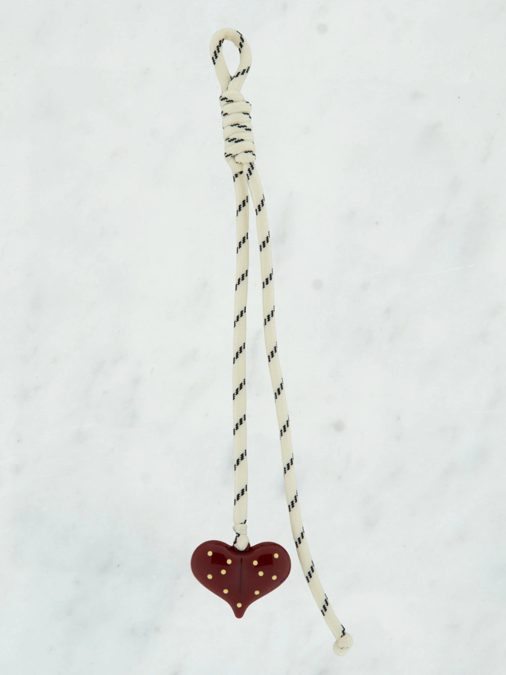 Striped long tie with heart