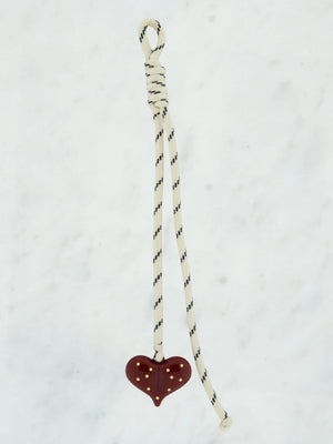 Striped long tie with heart