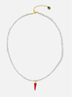 White stone bead necklace with pepper